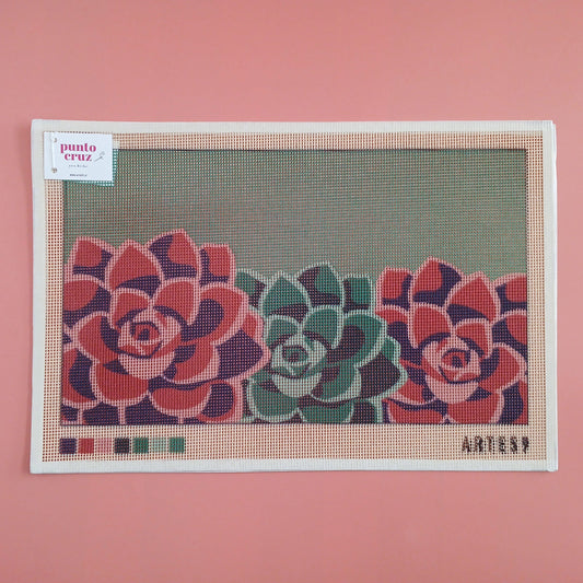 Arte59 Esterillas 30 x 50 cm Línea suculentas lila verde con fondo 30x50 cm
