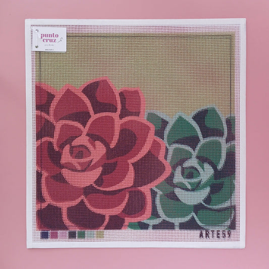 Arte59 Esterillas 40 x 40 cm Dos suculentas burdeo-verde 40x40 cm