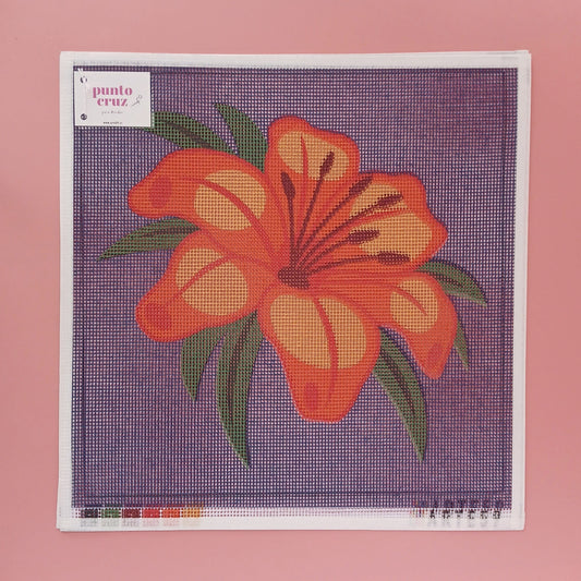 Arte59 Esterillas 40 x 40 cm Flor hawaiana naranja fondo azul 40x40 cm