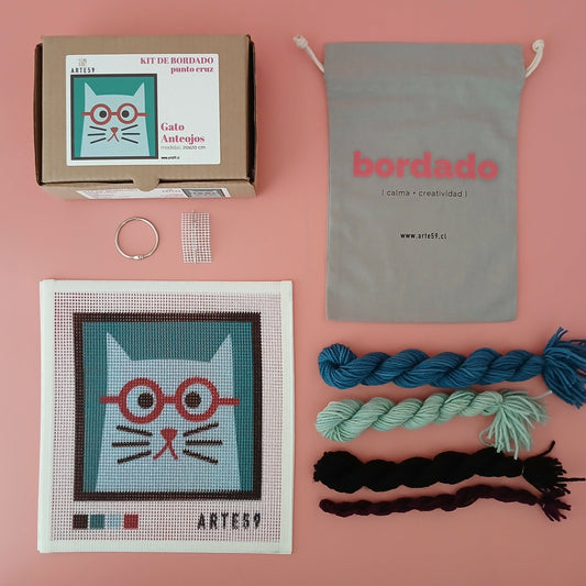 Arte59 Kit de 20x20 cm Kit gato anteojos 20x20 cm