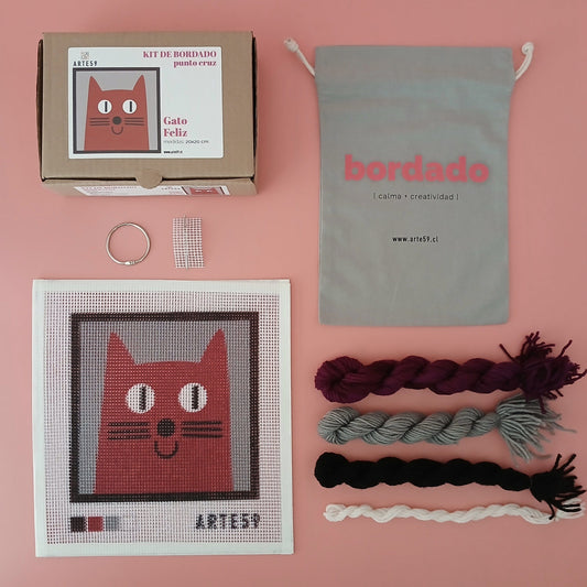 Arte59 Kit de 20x20 cm Kit gato feliz 20x20 cm