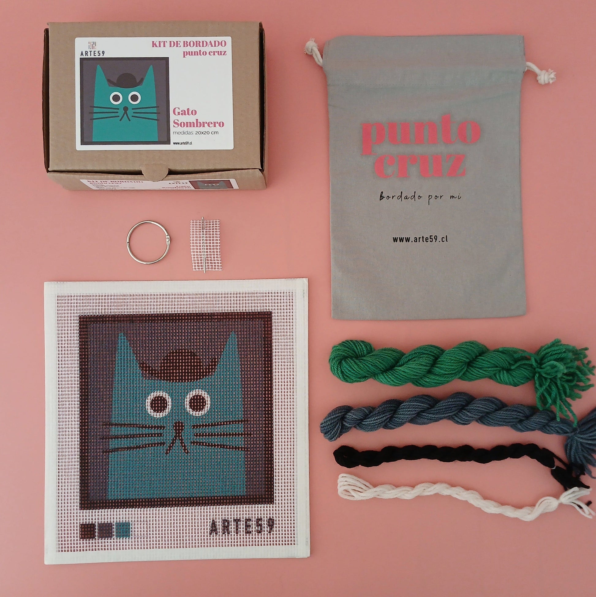 Arte59 Kit de 20x20 cm Kit gato sombrero 20x20 cm