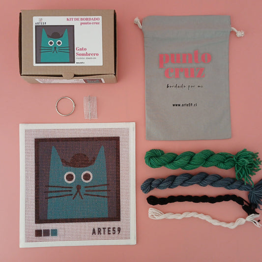 Arte59 Kit de 20x20 cm Kit gato sombrero 20x20 cm