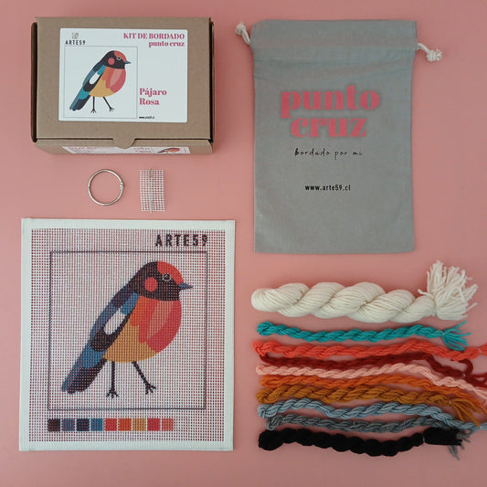 Arte59 Kit de 20x20 cm Kit pájaro rosa 20x20 cm
