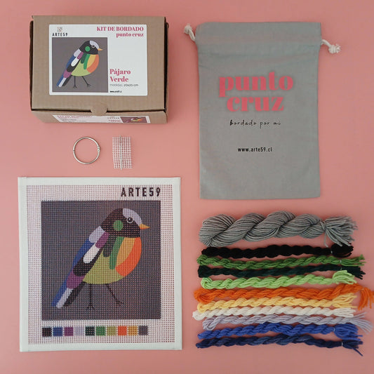 Arte59 Kit de 20x20 cm Kit pájaro verde 20x20 cm