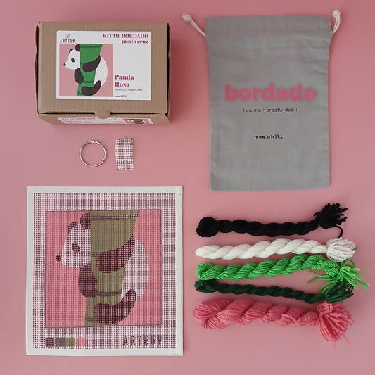 Arte59 Kit de 20x20 cm Kit panda rosa 20x20