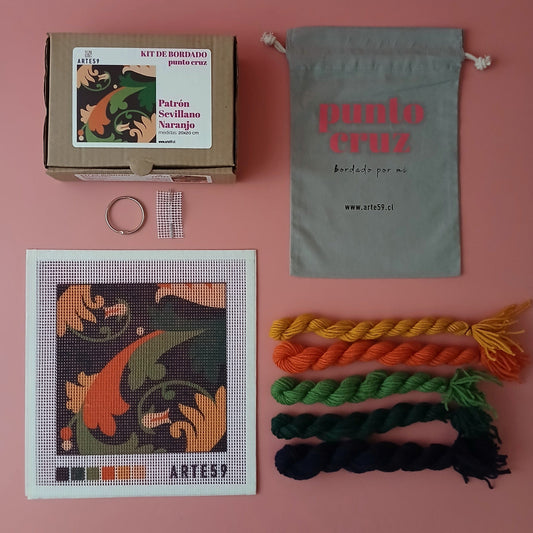 Arte59 Kit de 20x20 cm Kit patrón sevillano naranjo 20x20