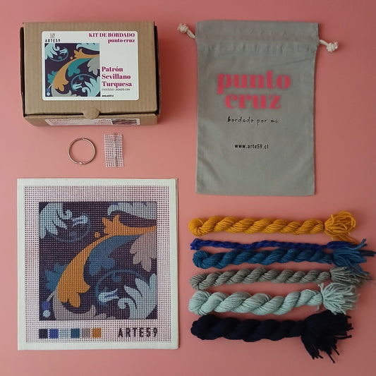 Arte59 Kit de 20x20 cm Kit patrón sevillano turquesa 20x20