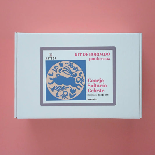 Arte59 Kit de 40x40 cm Kit conejo saltarín celeste 40x40 cm