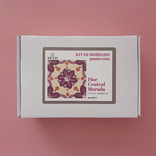 Arte59 Kit de 40x40 cm Kit flor central morada 40x40