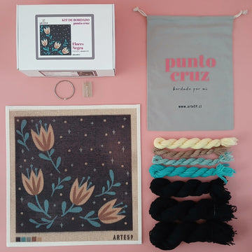 Arte59 Kit de 40x40 cm Kit flores negras 40x40