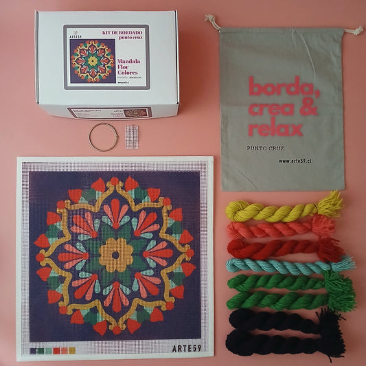 Arte59 Kit de 40x40 cm Kit mandala flor colores 40x40