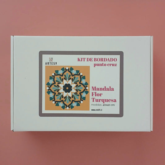 Arte59 Kit de 40x40 cm Kit mandala flor turquesa 40x40 cm