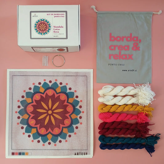 Arte59 Kit de 40x40 cm Kit mandala gotas rosa 40x40