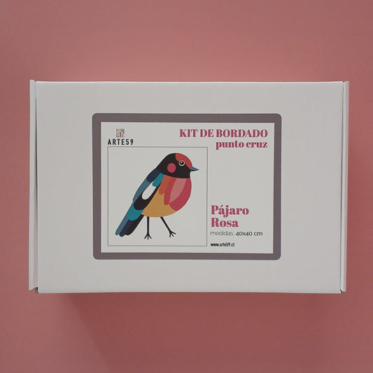 Arte59 Kit de 40x40 cm Kit pájaro rosa 40x40