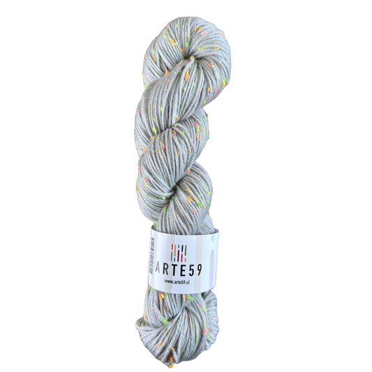 Merino DK tweed flúor gris perla 136