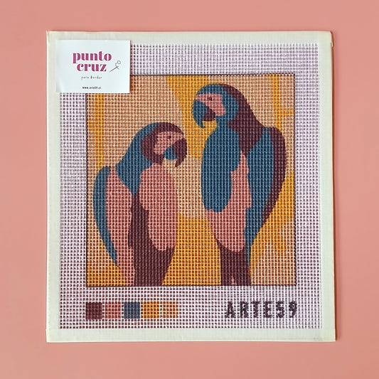 Esterilla 20x20 cm Loro burdeo y hojas