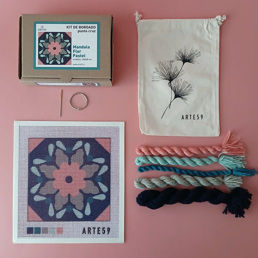 Kit 20x20 cm mandala flor pastel