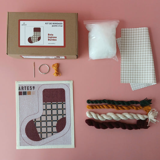Kit Navidad: bota inglesa burdeo