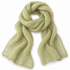 Visualización ilustrativa del resultado tejido: bufanda de Kid mohair verde pistacho claro 729-1 con seda, grosor Lace.