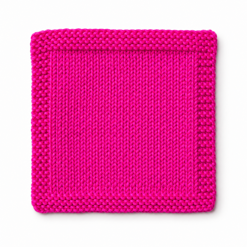 Fucsia 596 (merino fingering) — muestra tejida