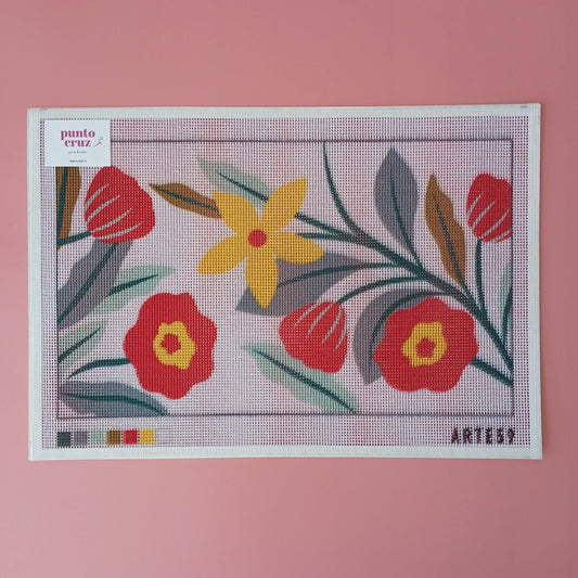 Arte59 Esterillas 30 x 50 cm Esterilla 30x50 cm Ramillete fucsia y blanco