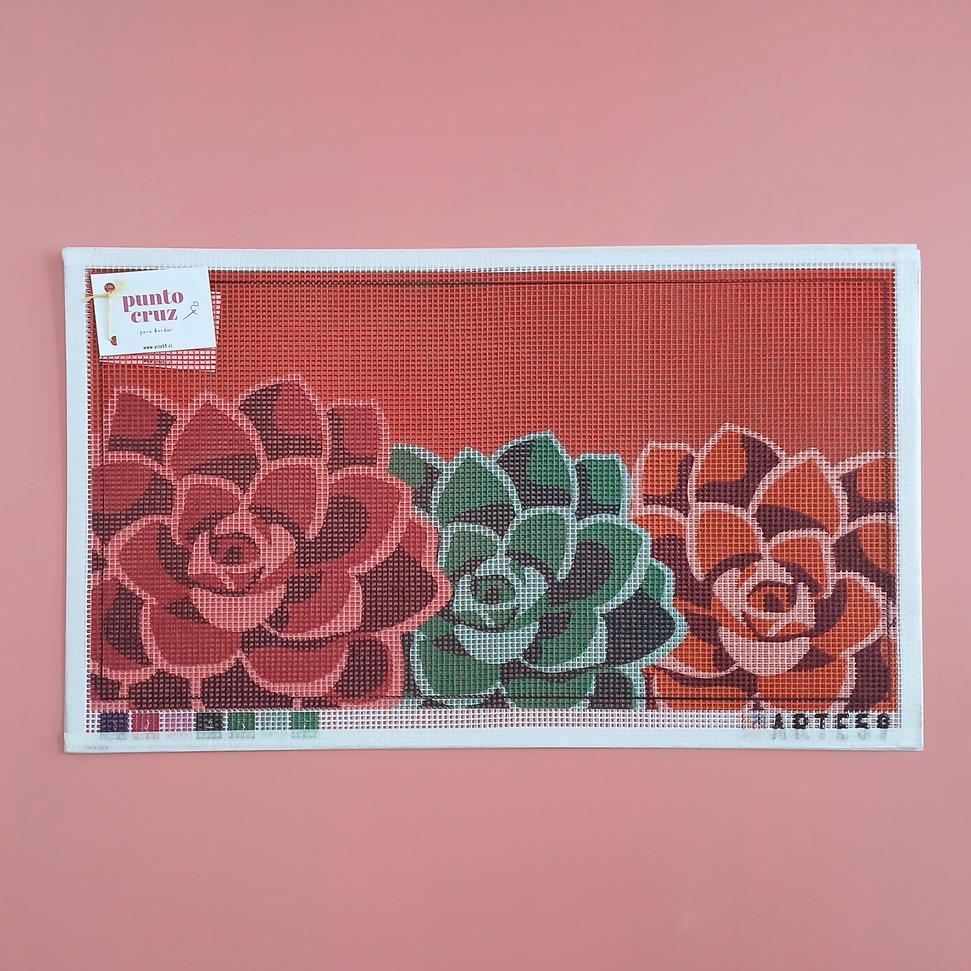 Arte59 Esterillas 30 x 50 cm Línea suculentas rojo-verde-naranja 26x48 cm