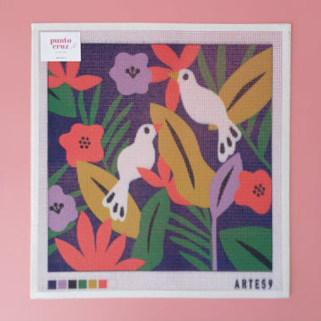 Arte59 Esterillas 40 x 40 cm Esterilla 40x40 cm Pájaros ilustrados morados