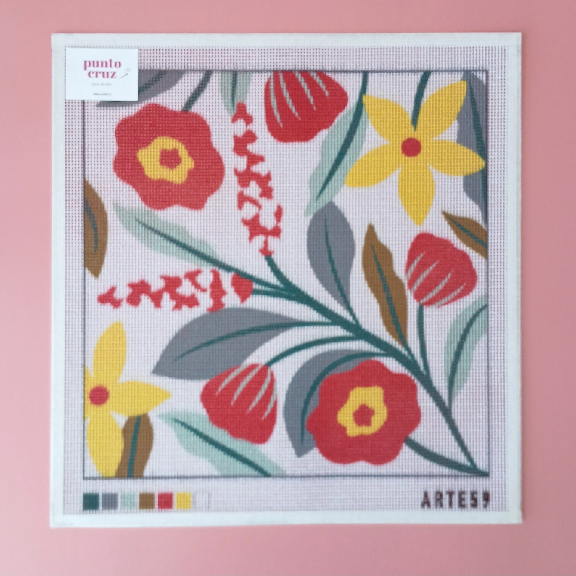 Arte59 Esterillas 40 x 40 cm Esterilla 40x40 cm Ramillete fucsia y blanco