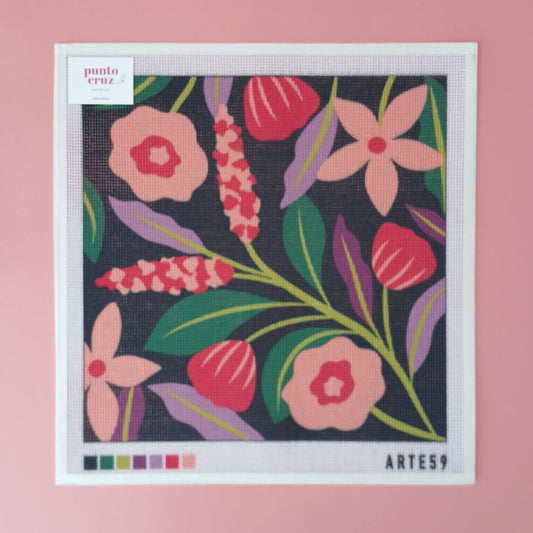 Arte59 Esterillas 40 x 40 cm Esterilla 40x40 cm Ramillete fucsia y verde