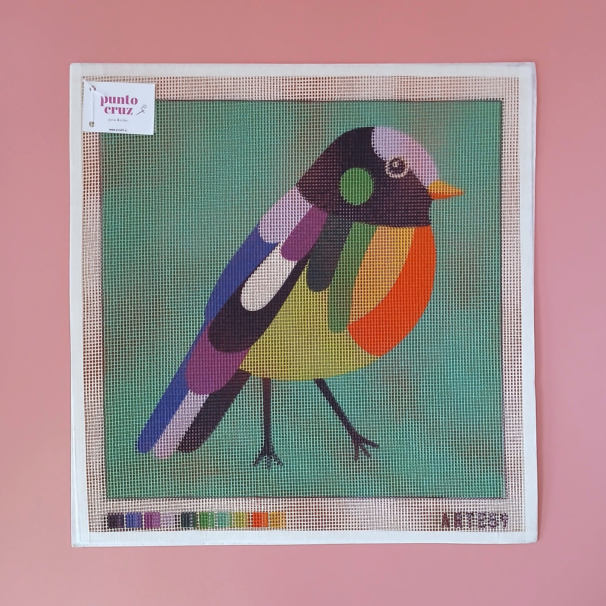Arte59 Esterillas 40 x 40 cm Pájaro verde con fondo verde 40x40 cm