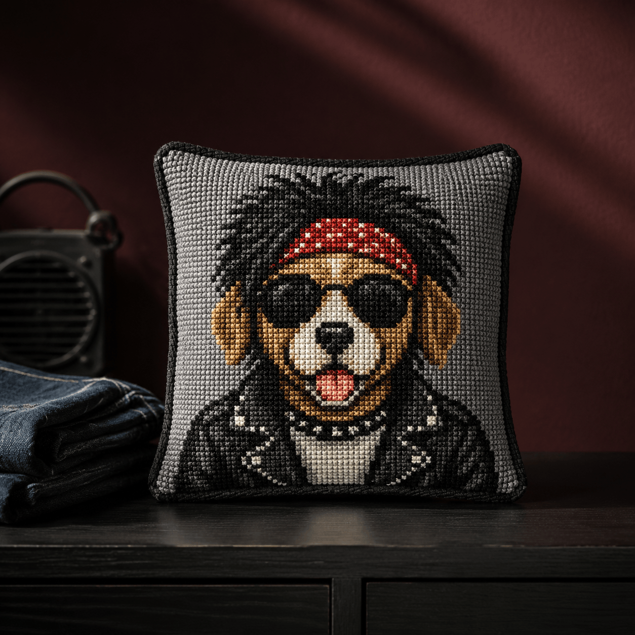 Arte59 Kit de 20x20 cm Kit 20x20 cm perro rockero
