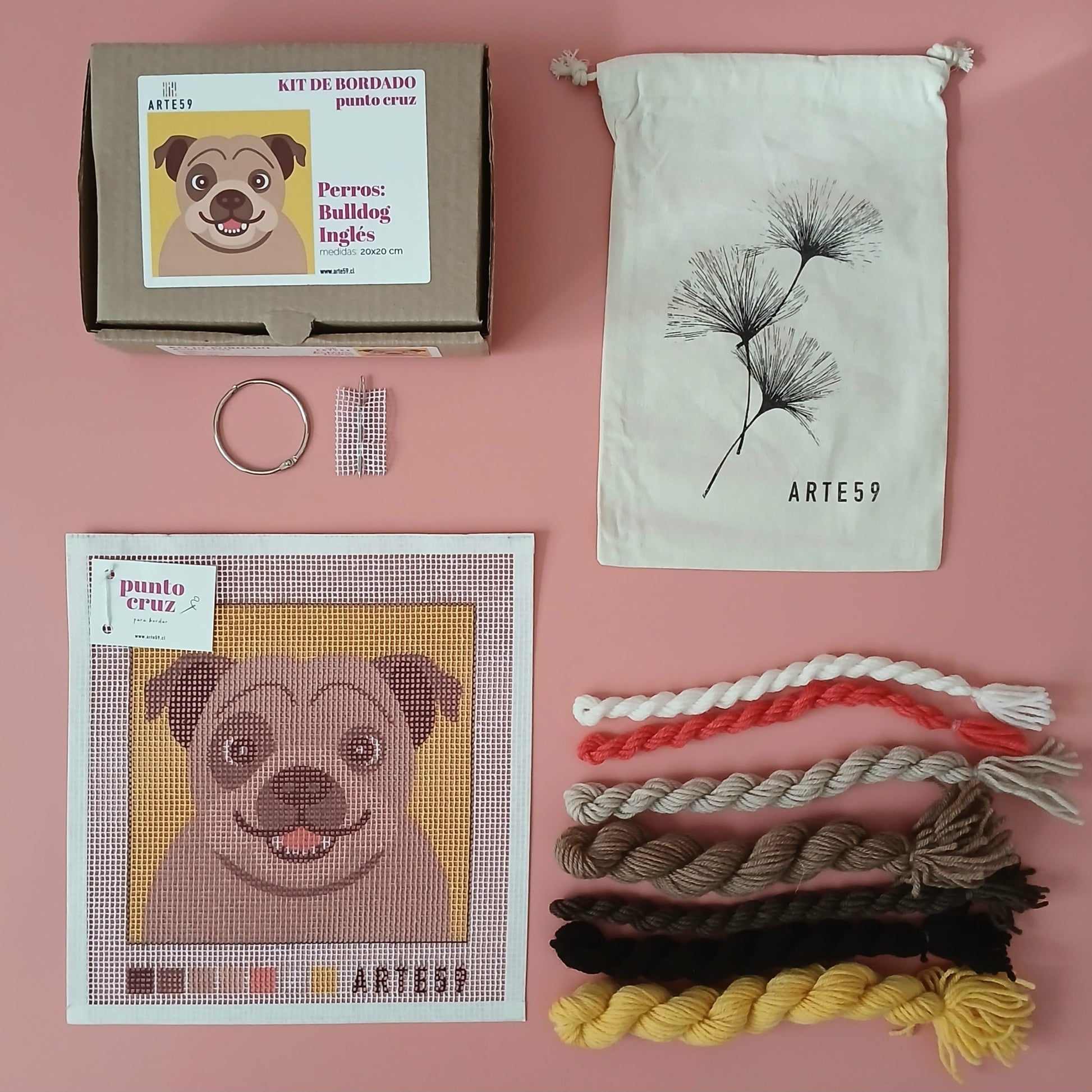 Arte59 Kit de 20x20 cm Kit 20x20 cm perros: bulldog inglés