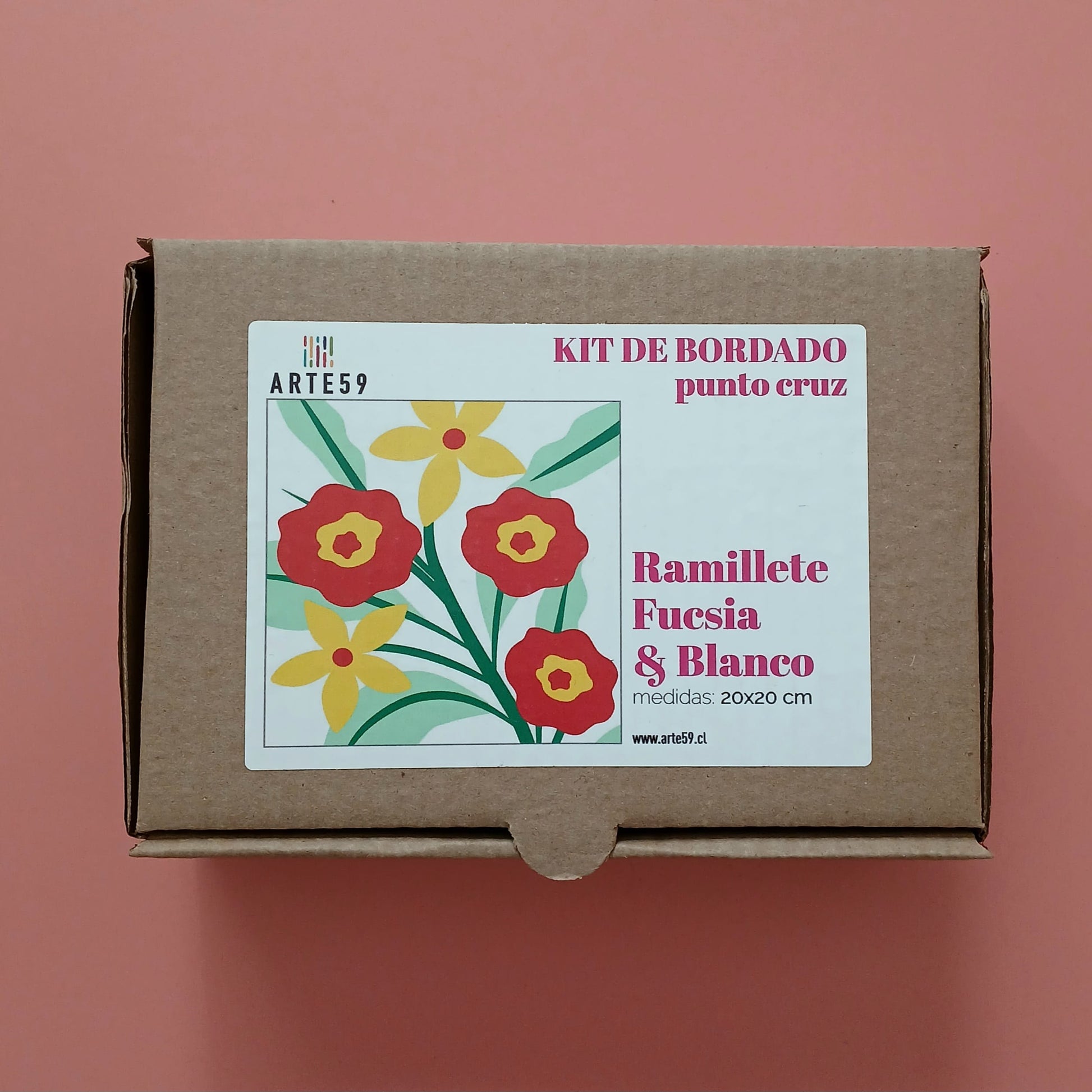 Arte59 Kit de 20x20 cm Kit 20x20 cm ramillete fucsia y blanco