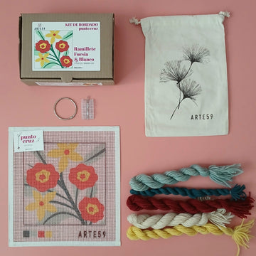 Arte59 Kit de 20x20 cm Kit 20x20 cm ramillete fucsia y blanco