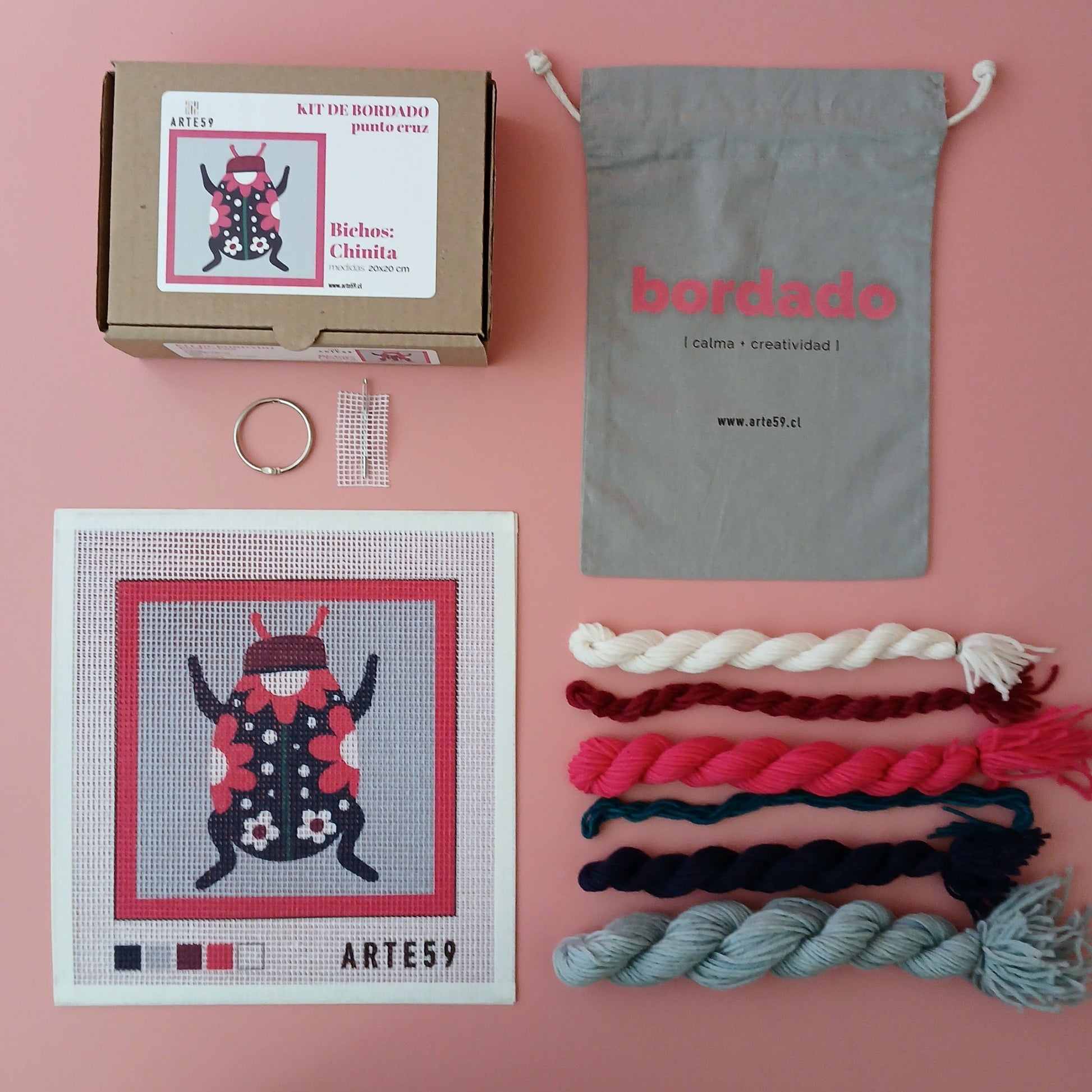 Arte59 Kit de 20x20 cm Kit bichos: chinita 20x20 cm