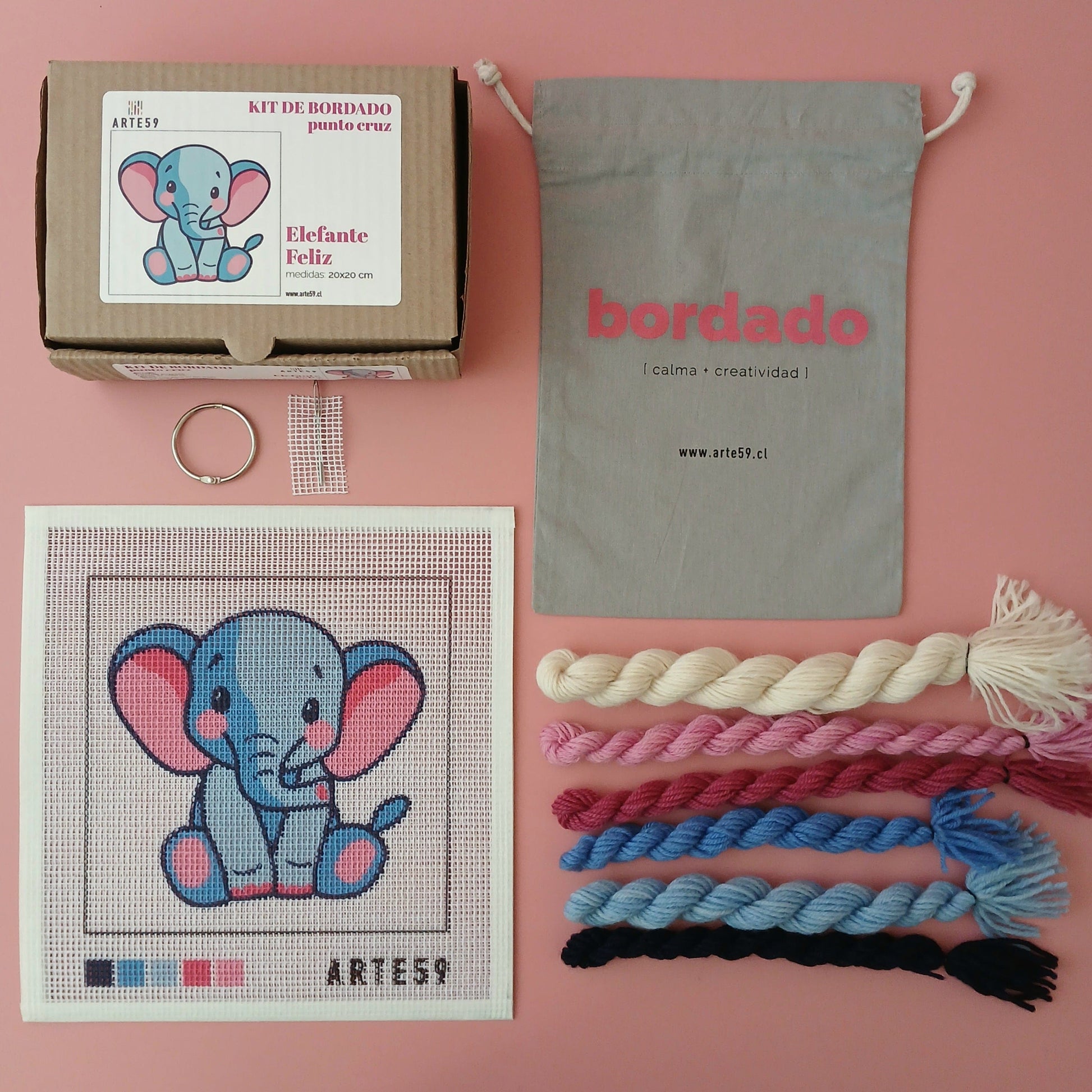 Arte59 Kit de 20x20 cm Kit elefante feliz 20x20 cm