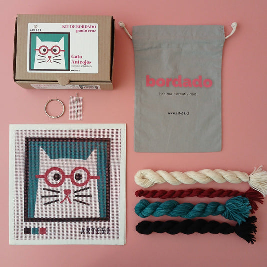 Arte59 Kit de 20x20 cm Kit gato anteojos 20x20 cm