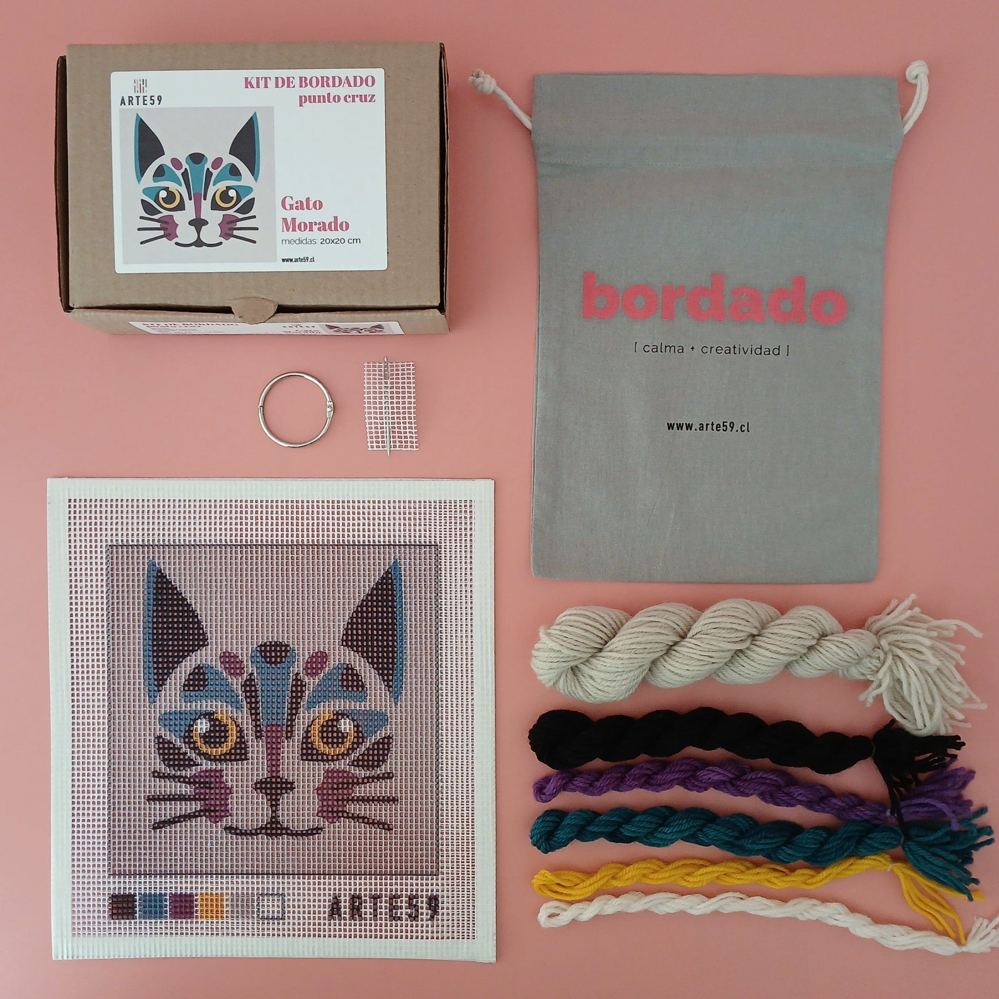 Arte59 Kit de 20x20 cm Kit gato morado 20x20 cm