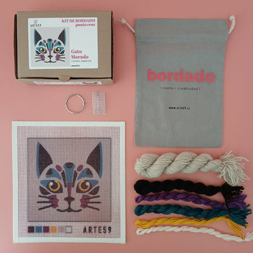 Arte59 Kit de 20x20 cm Kit gato morado 20x20 cm