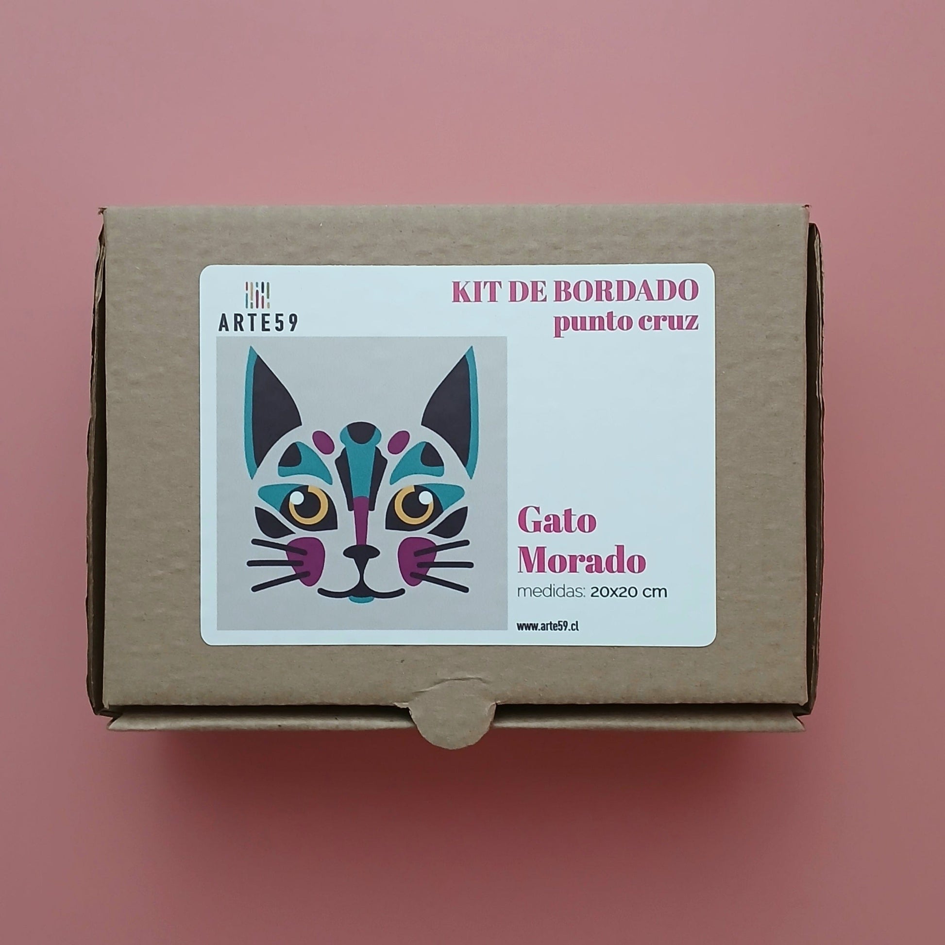 Arte59 Kit de 20x20 cm Kit gato morado 20x20 cm