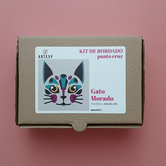 Arte59 Kit de 20x20 cm Kit gato morado 20x20 cm
