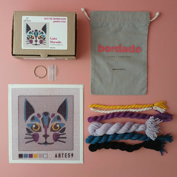 Arte59 Kit de 20x20 cm Kit gato morado 20x20 cm