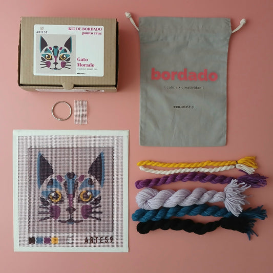 Arte59 Kit de 20x20 cm Kit gato morado 20x20 cm