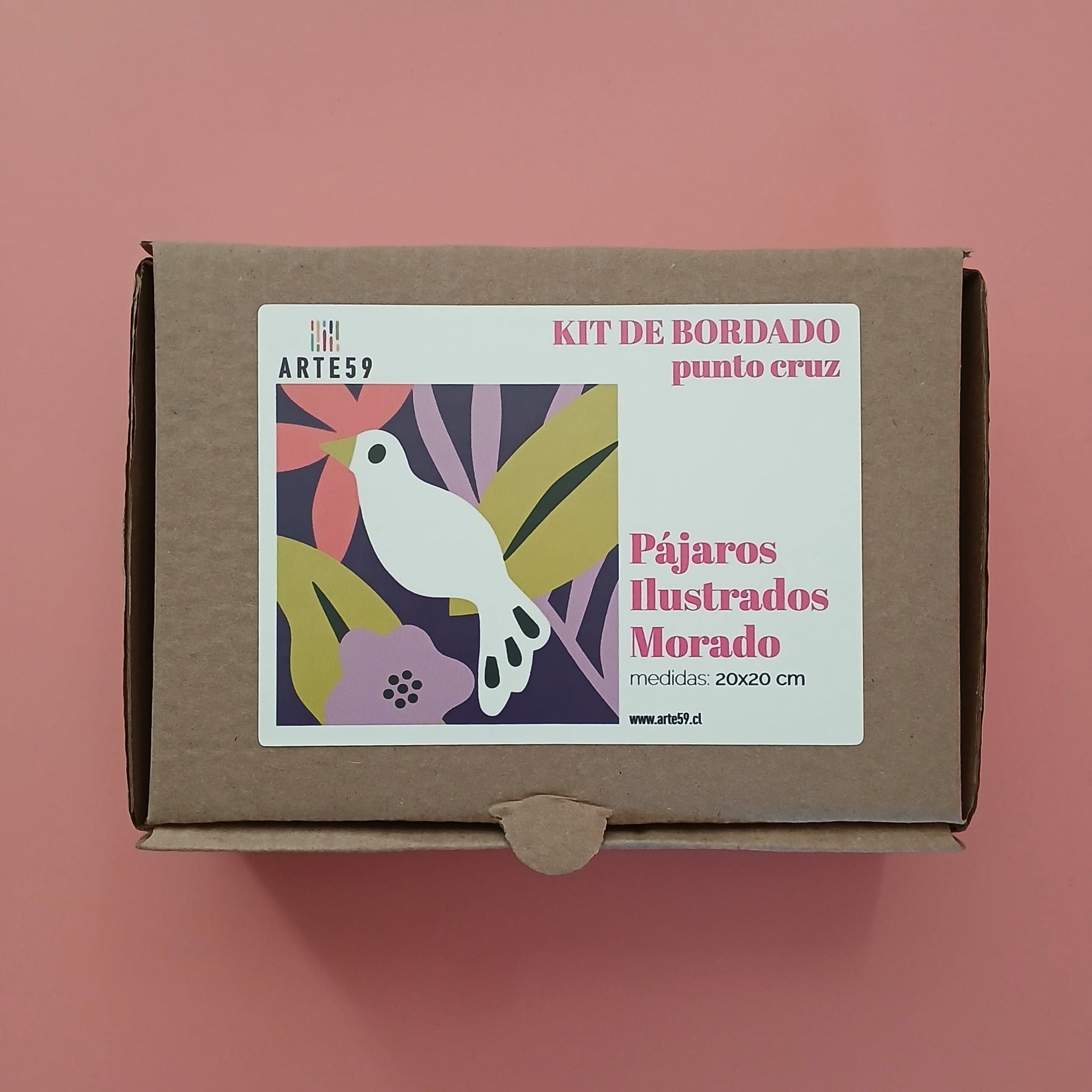 Arte59 Kit de 20x20 cm Kit pájaros ilustrados morados 20x20 cm