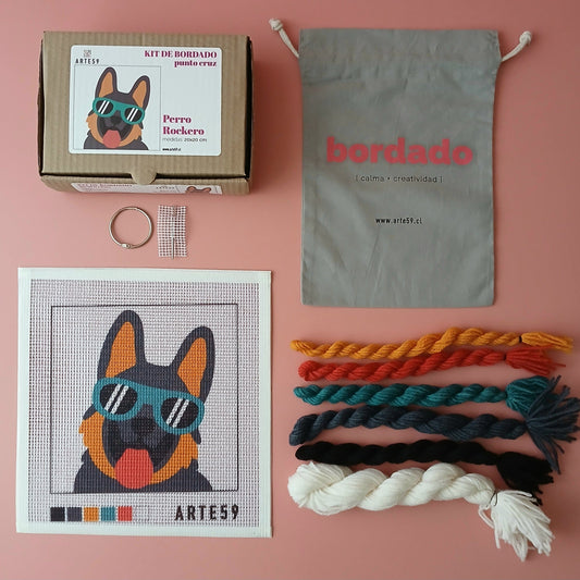 Arte59 Kit de 20x20 cm Kit perro rockero 20x20 cm