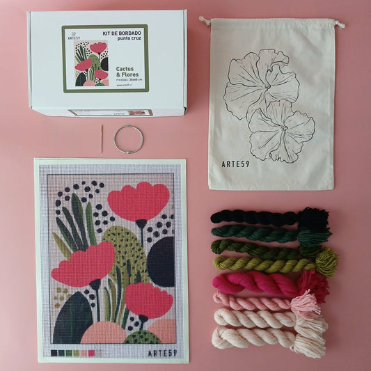 Arte59 Kit de 30x40 cm Kit 30x40 cm cactus y flores