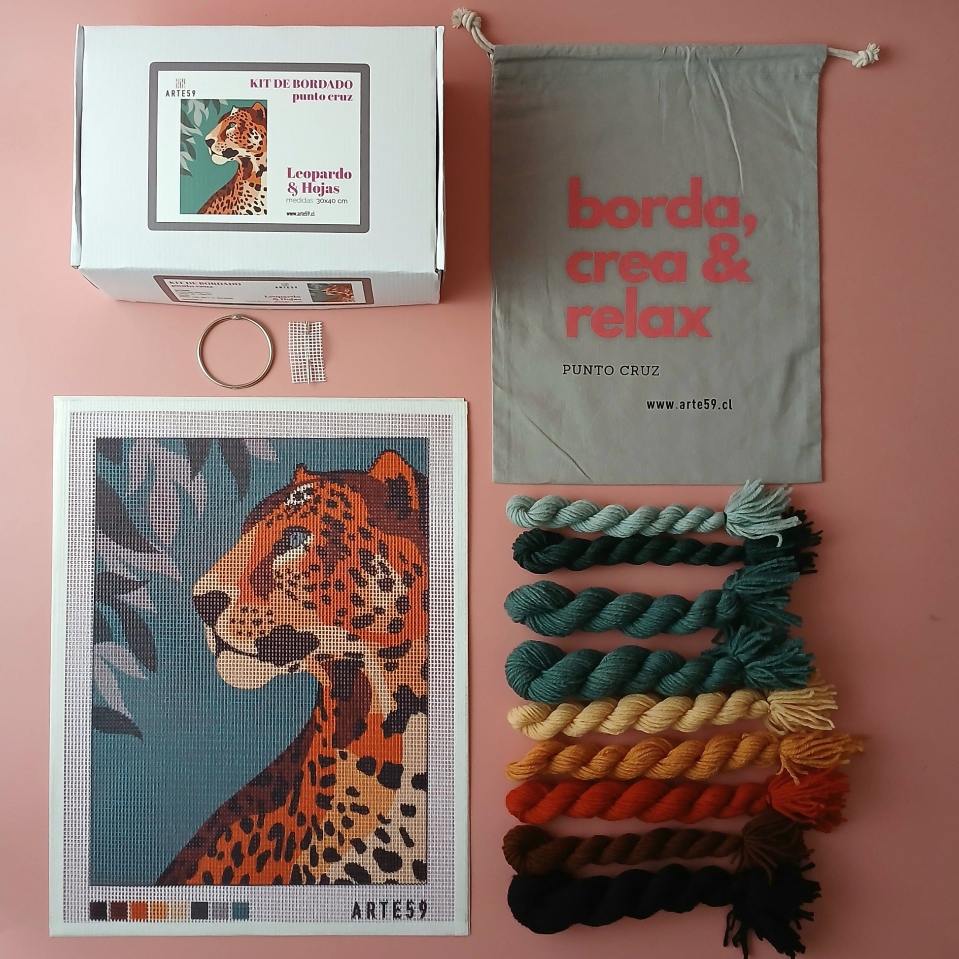 Arte59 Kit de 30x40 cm Kit leopardo y hojas 30x40 cm