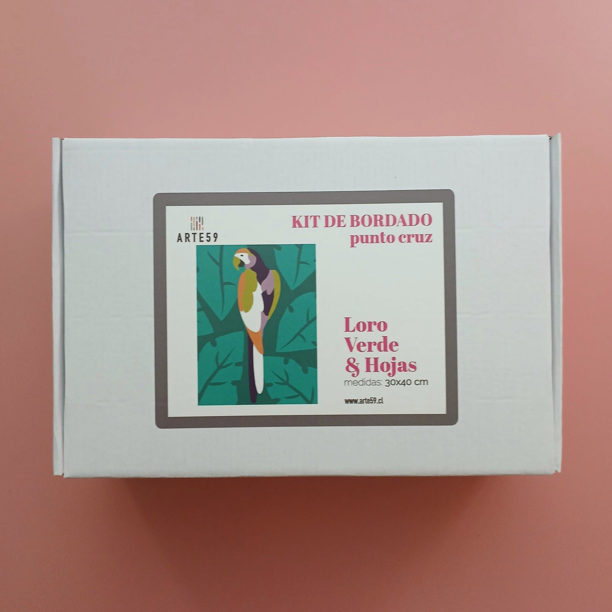 Arte59 Kit de 30x40 cm Kit loro verde y hojas 30x40 cm