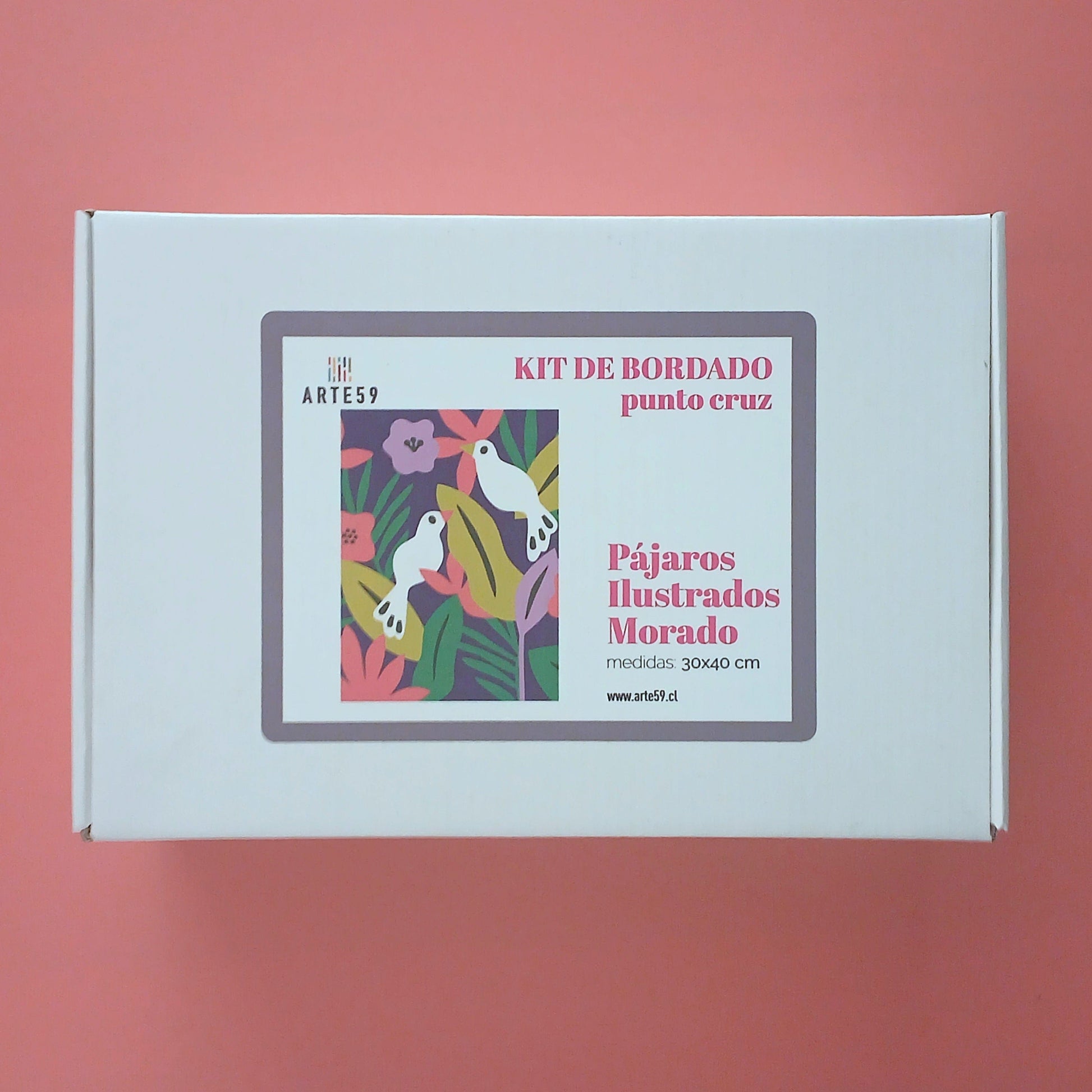 Arte59 Kit de 30x40 cm Kit pájaros ilustrados morados 30x40 cm